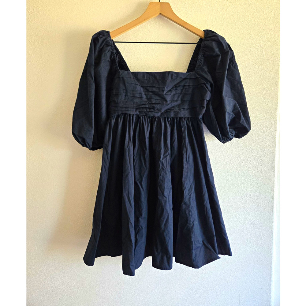 Abercrombie & Fitch Emerson Black Puff Sleeve Mini Dress Cottage Coquette Small - Picture 2 of 7